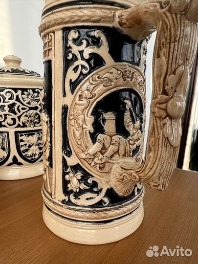 Винтаж Керамика кружка для пива и банки Германия