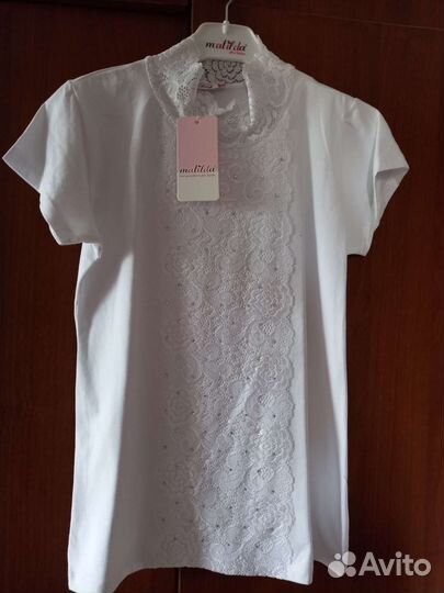 Блузка белая для девочки 146