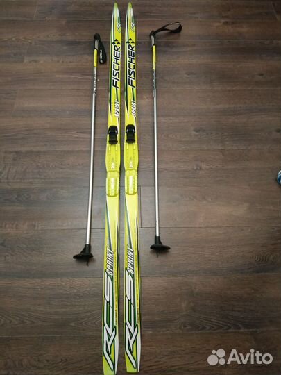 Лыжи беговые Fischer sprint crown160см Палки 110см