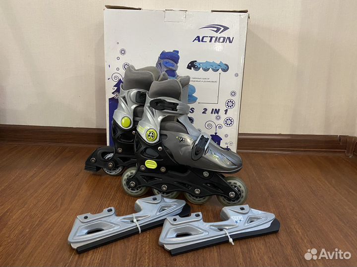 Коньки ролики (29-32 р-р) 2 в 1 раздвижные