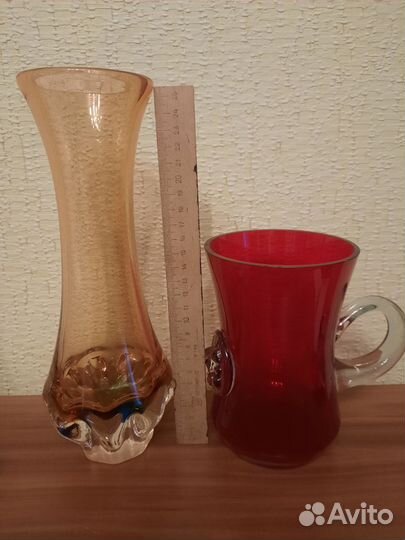 Ваза цветное стекло СССР и икеа