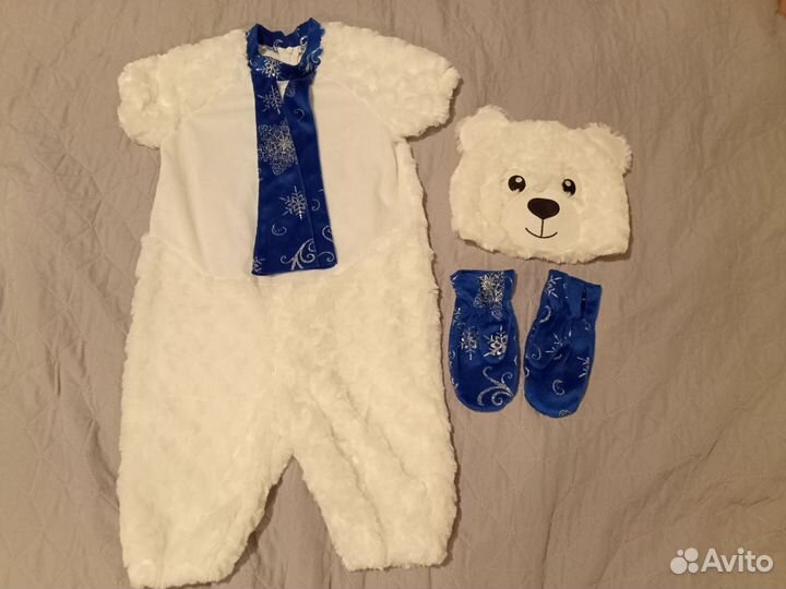 Костюм новогодний медведь белый для мальчика 104