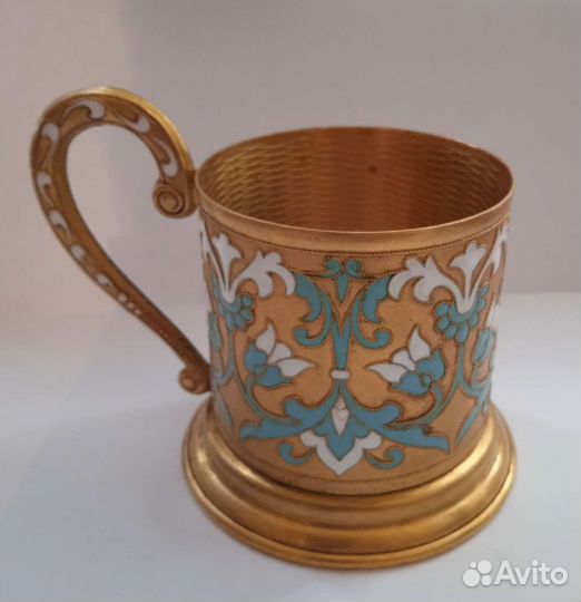 Подстаканник латунь, эмаль 