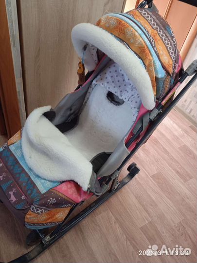 Детские санки коляска с колесами