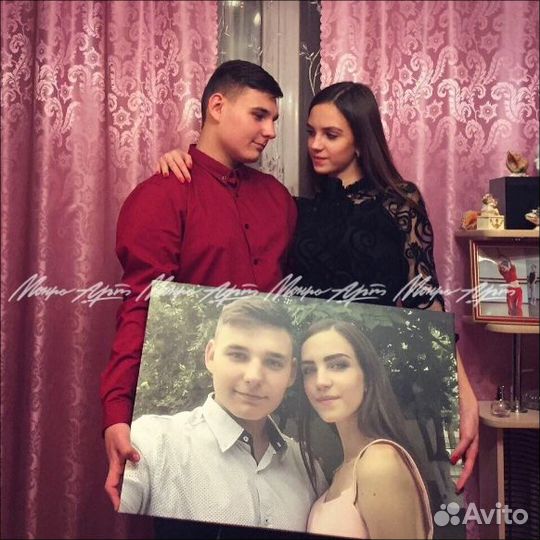 Портрет по фото на холсте на заказ для близких
