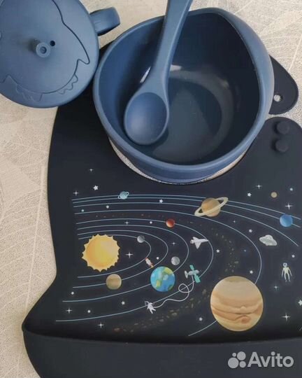 Нагрудник, набор посуды, комплект детской посуды