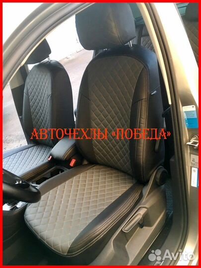 Чехлы Volkswagen Tiguan 1 из экокожи чёрно-серые