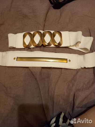 Ремень пояс женский коричневый и белые, и тонкие