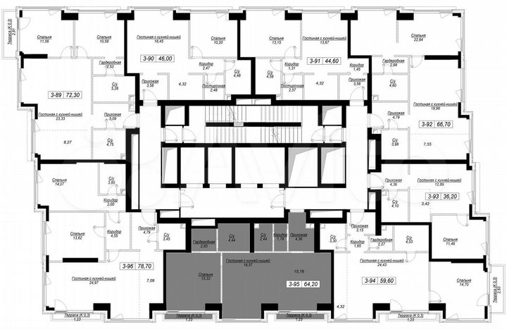 1-к. квартира, 64,2 м², 13/41 эт.