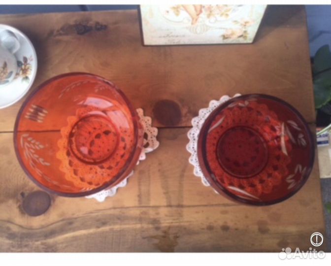 Рубиновое стекло ссср, кахла райские птицы винтаж