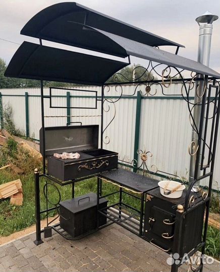 Мангал с печкой под казан