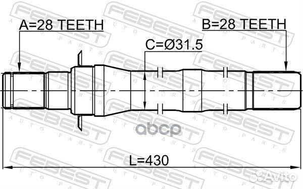 Полуось правая 28X431X28 2212-spsl Febest