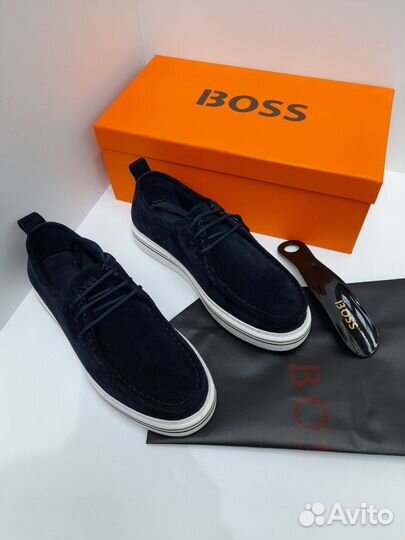 Топсайдеры Hugo Boss черные мужские замшевые