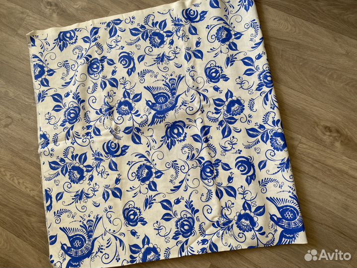 Отрез ткани лен гжель
