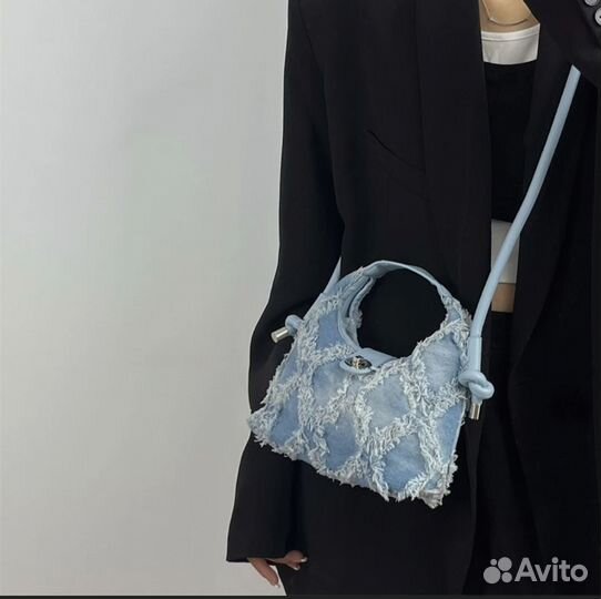 Сумка женская багет-мини джинсовая