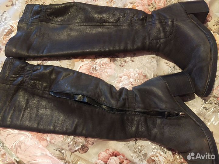 Сапоги ботфорты 39 кожаные