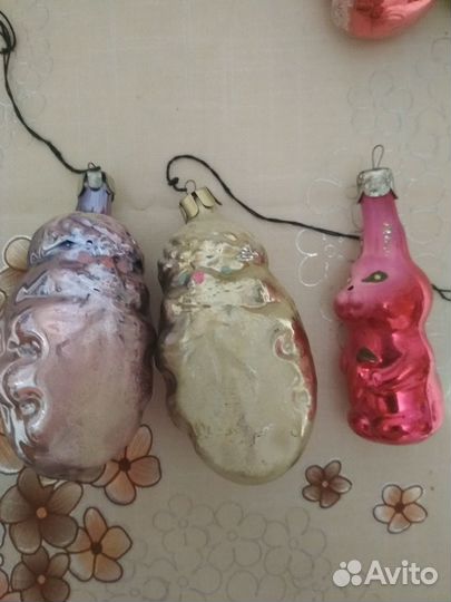 Советские ёлочные игрушки, на прищепках конфетти