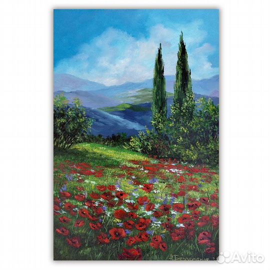 Картина Маки, Лето, Крым 20 на 30 см