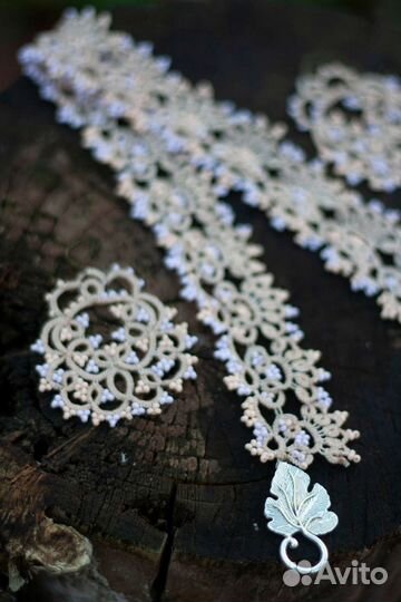 Серьги и чокер ручной работы