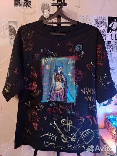 Футболка jinx, аркейн кастом, custom, джинкс