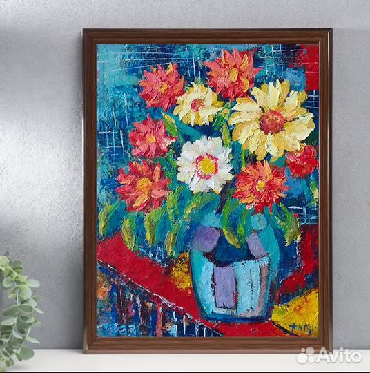 Картина с цветами масло на холсте