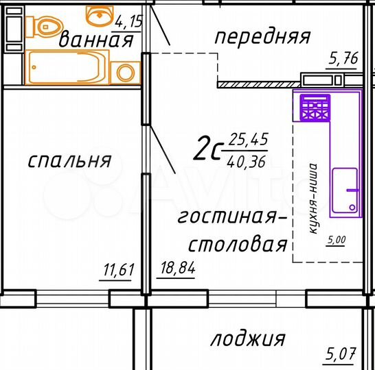1-к. квартира, 40,4 м², 6/10 эт.