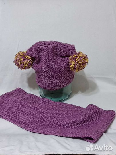 Зимний комплект шапки и снуда на девочку