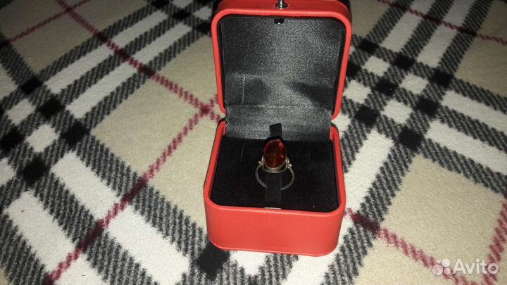 Серебряное кольцо с янтарем СССР 925проба