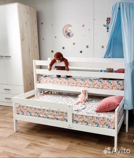 Кровать для 2-х детей из березы