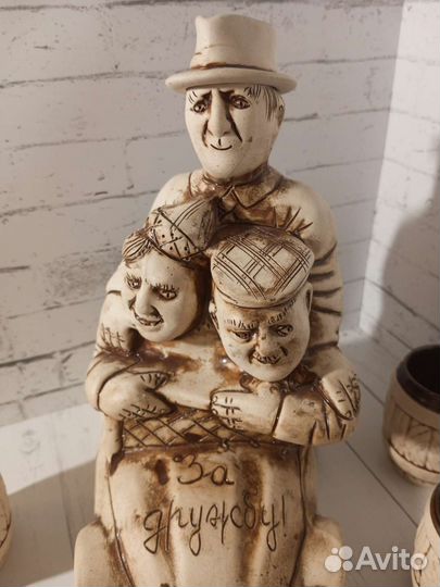 Штоф набор графин и 6 стопок, керамический