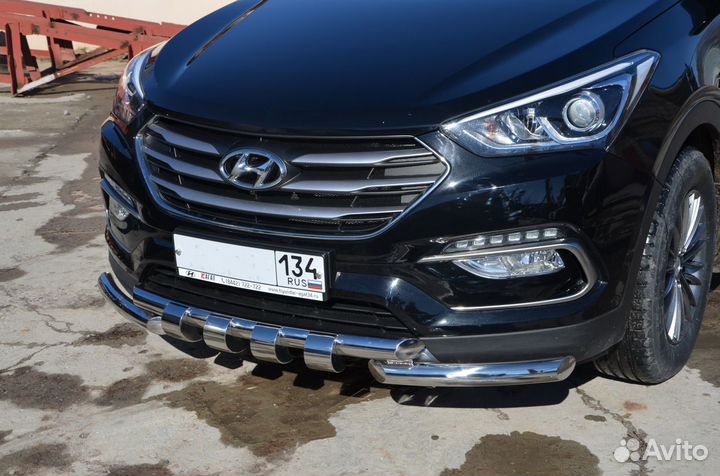 Защита переднего бампера Hyundai Santa Fe 2016+ G