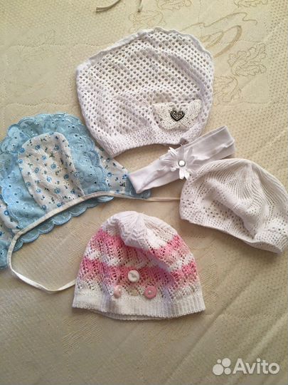 Шляпки, косынки, шапки летние от 0-2лет