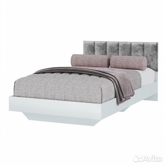 Кровать Мемори одинарная кр-09 белый/серый (И)