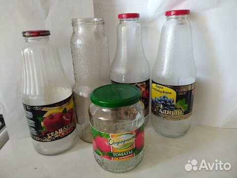 Банки стеклянные 670 гр. Бутылки для соков 1л