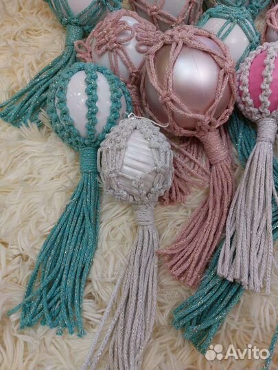 Ёлочные игрушки макраме. Игрушки на елку
