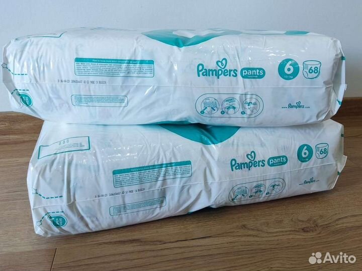 Трусики pampers 6 136 штук новые