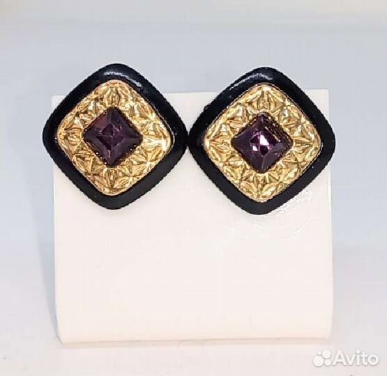 Серьги Пуссет - Кристаллы - Винтаж