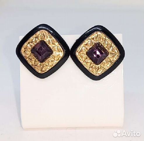 Серьги Пуссет - Кристаллы - Винтаж