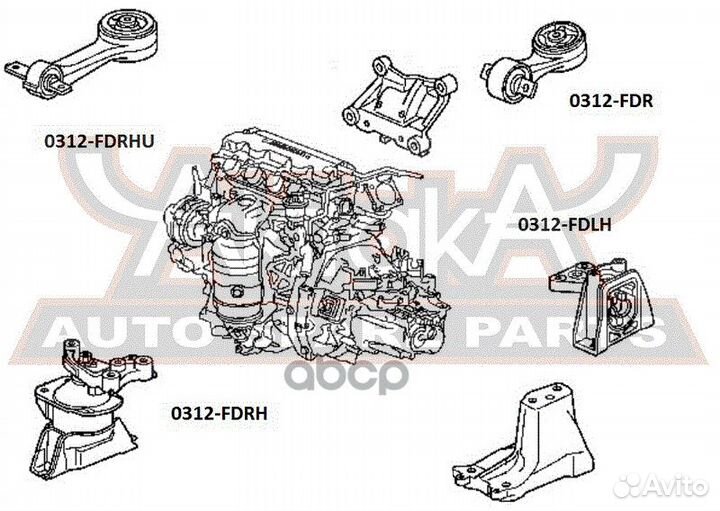 Подушка двигателя ат перед прав/лев 0312FDR