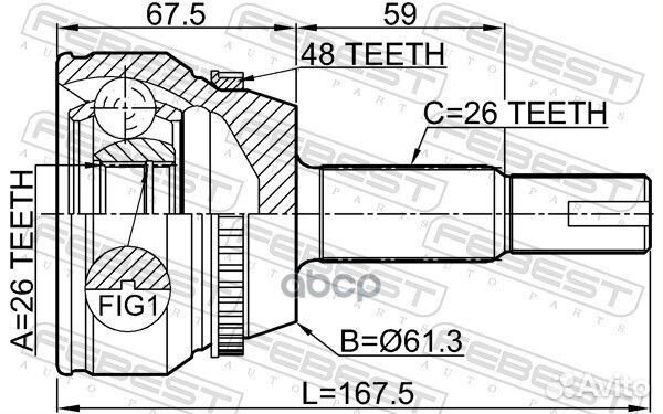 Шрус наружный 0110-ACV40L26A48 Febest