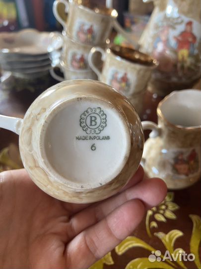 Сервиз кофейный польский бежевый с золотом