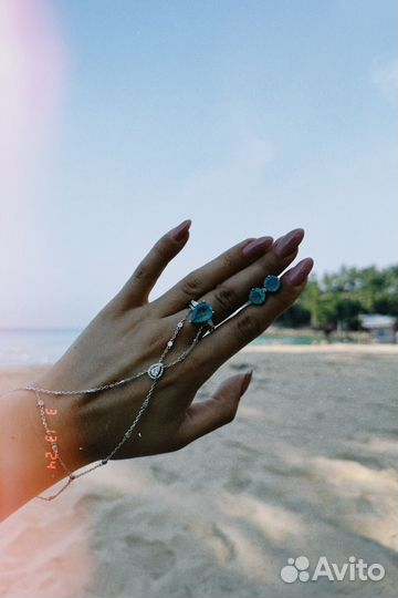 Пусеты серьги турмалин параиба