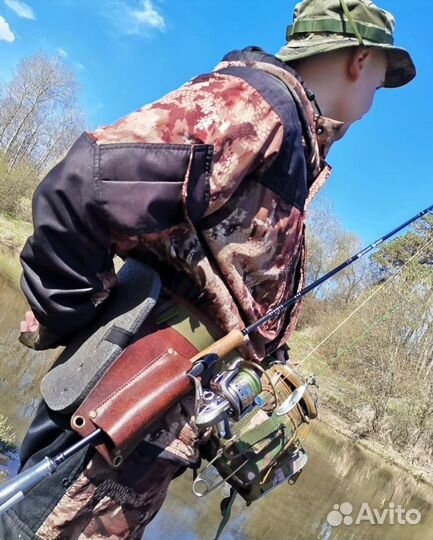 Держатель для спиннинга из натуральной кожи