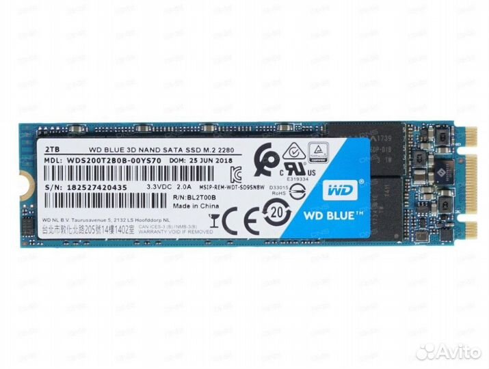 SSD диск WD Blue 2Tb M.2/sata WDS200T2B0B