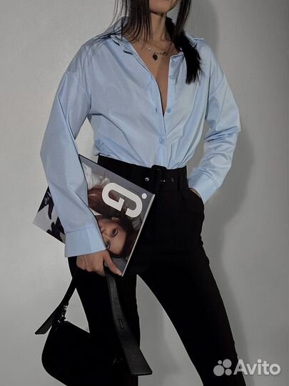 Рубашка хб голубая женская