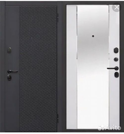 Дверь 7,5 см Флорида зеркало Черный кварц/белый