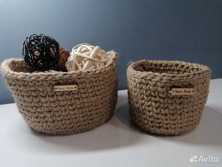 Корзина вязаная из джута