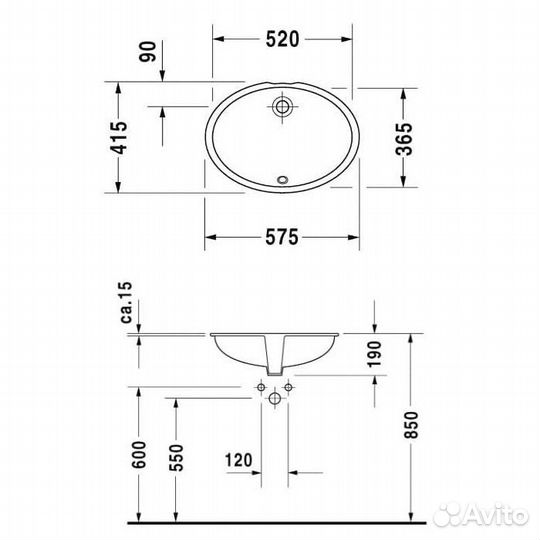 Duravit 1930 Умывальник встраиваемый