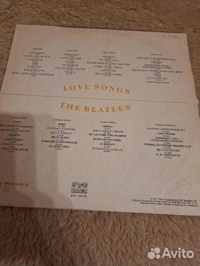 Виниловые пластинки The Beatles Love songs 1977г