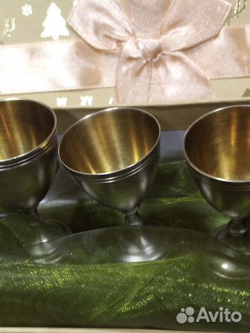 Подарочный коньячный набор с позолотой 3 рюмочки
